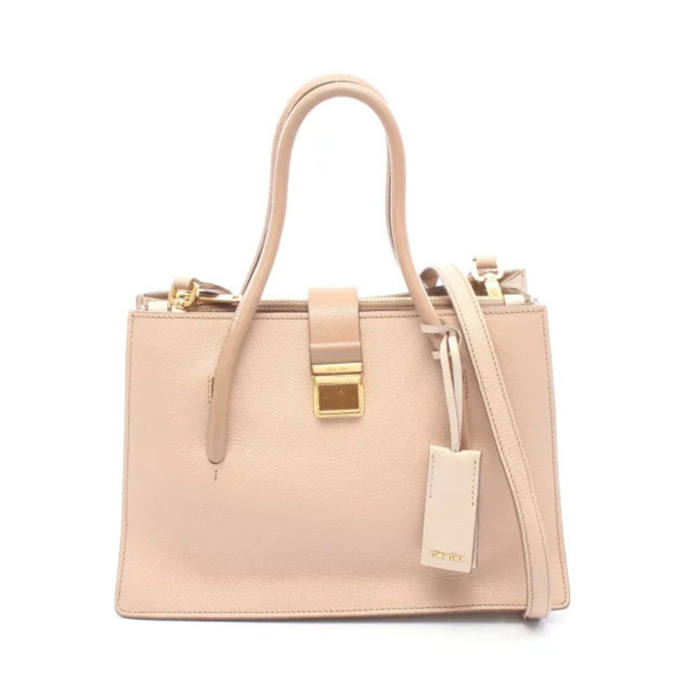 Miu Miu MADRAS Handbag Leather Beige Cream Pink